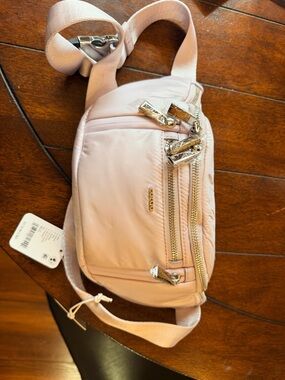caraa Blush Pink Crossbody Bag with Gold Hardware